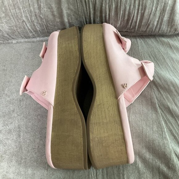 Sam & Libby Womens Platform Sandals Indie Double Bow Ballet Pink 10 Slip On Shoe - Picture 5 of 13
